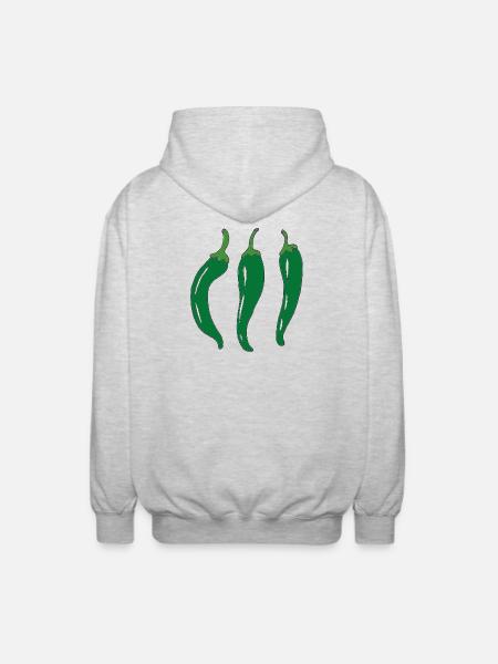 Three green chili peppers - Unisex Hooded Jacket - light heather grey