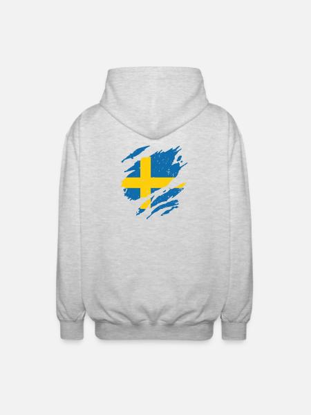Éventail drapeau Suède Éventail Sverige - Veste à capuche unisexe - gris clair chiné