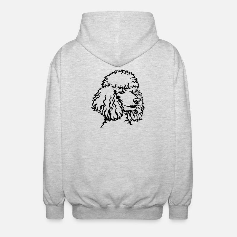 Pudel Kopf - Unisex Kapuzenjacke - Hellgrau meliert