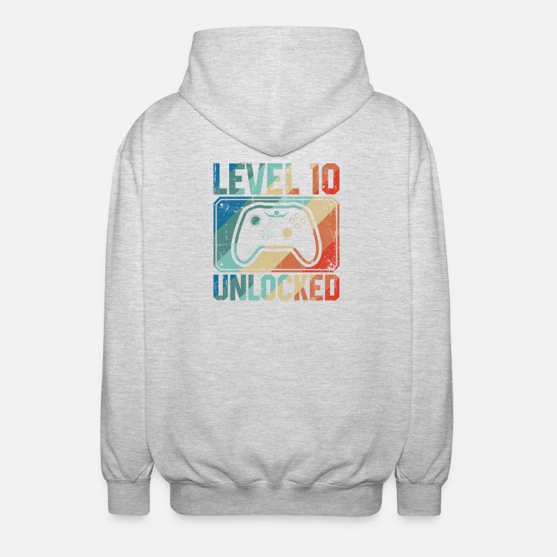 Level 10 freigeschalteter Controller - Unisex Kapuzenjacke - Hellgrau meliert