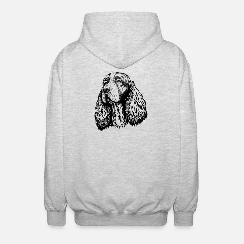 Springer Spaniel Portrait schwarz - Unisex Kapuzenjacke - Hellgrau meliert
