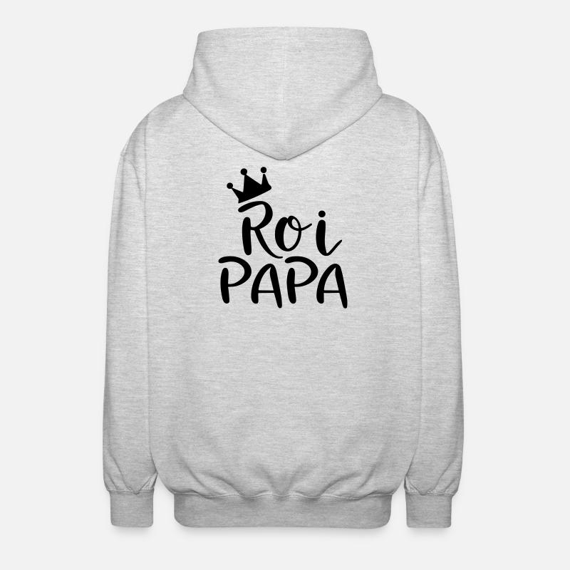 Cadeau Drôle : 'Roi Papa' Design Unique - Veste à capuche unisexe - gris clair chiné