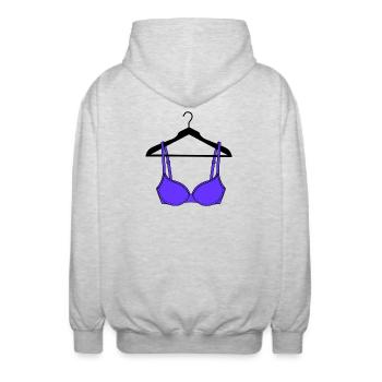 Bra blue to clothes hanger - Unisex Hooded Jacket - light heather grey - Back - AI Model Male 185 light (185cm)