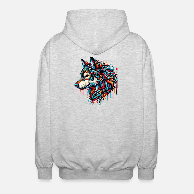 Wolf - Unisex Hooded Jacket - light heather grey
