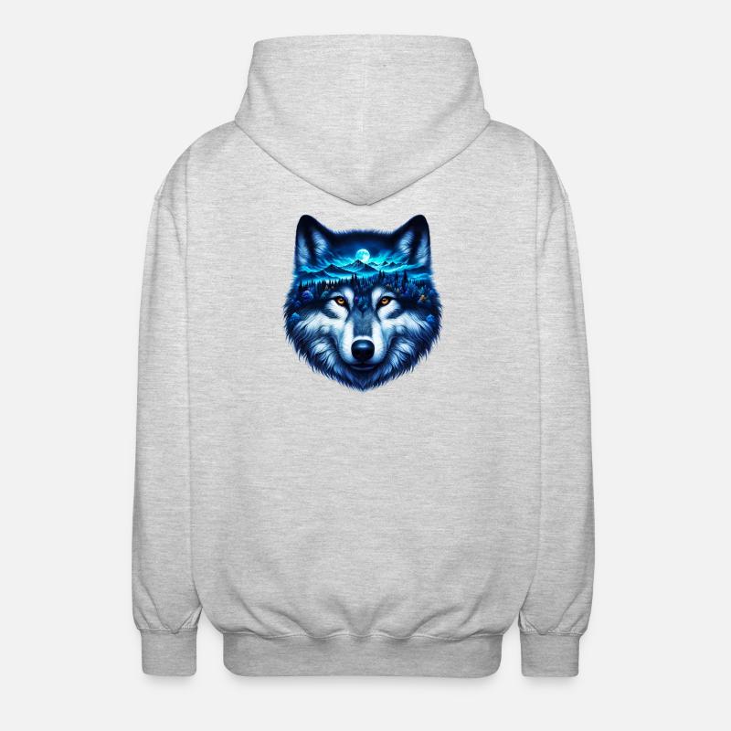 Wolf - Unisex Kapuzenjacke - Hellgrau meliert