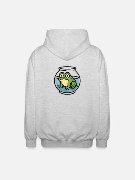 Frog in a Bowl - Unisex Hooded Jacket - light heather grey