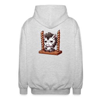 Mürrisches Zebra Schaukeln Genervt Lustiges Design - Unisex Kapuzenjacke - Hellgrau meliert - Hinten - AI Model Male 185 light (185cm)