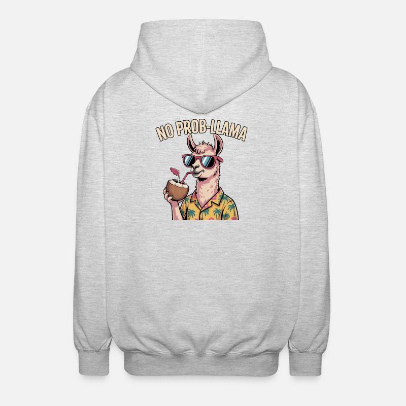 Kein Problem, ein lustiges Lama - Unisex Kapuzenjacke - Hellgrau meliert