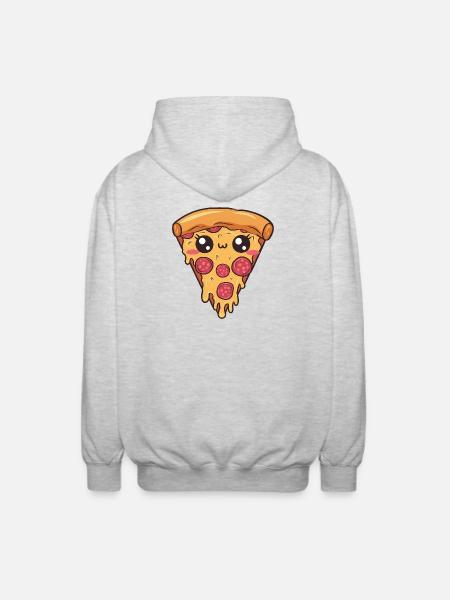 Kawaii Pizza Slice Food Lover - Unisex Hooded Jacket - light heather grey