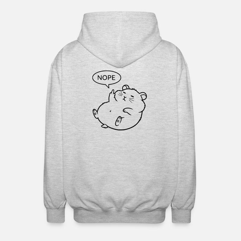 Nope Hamster | Funny Middle Finger Statement - Unisex Hooded Jacket - light heather grey