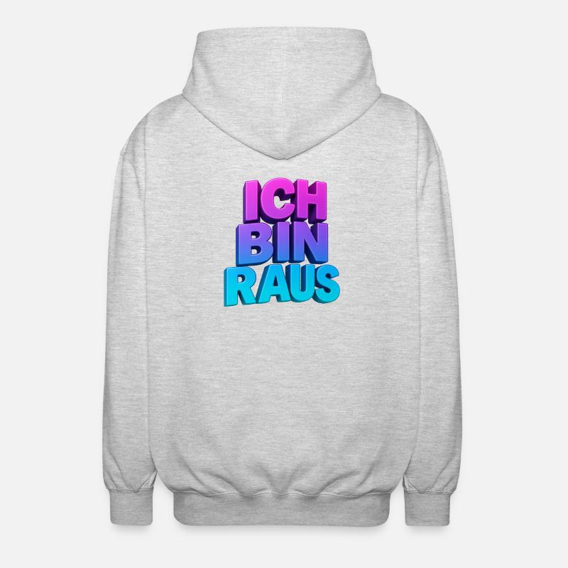 Ich Bin Raus 3D Gradient - Unisex Kapuzenjacke - Hellgrau meliert