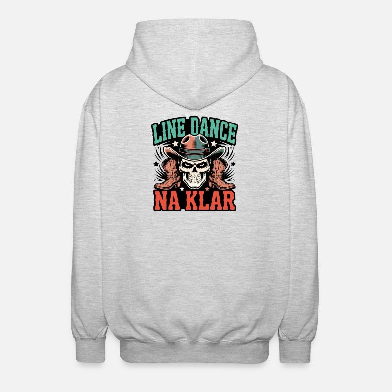 Line Dance Schädel Cowboy - Unisex Kapuzenjacke - Hellgrau meliert