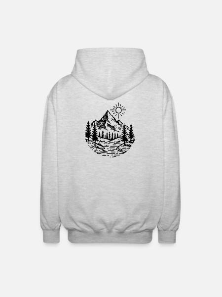 Mountains Landscape Forest - Unisex Hooded Jacket - light heather grey