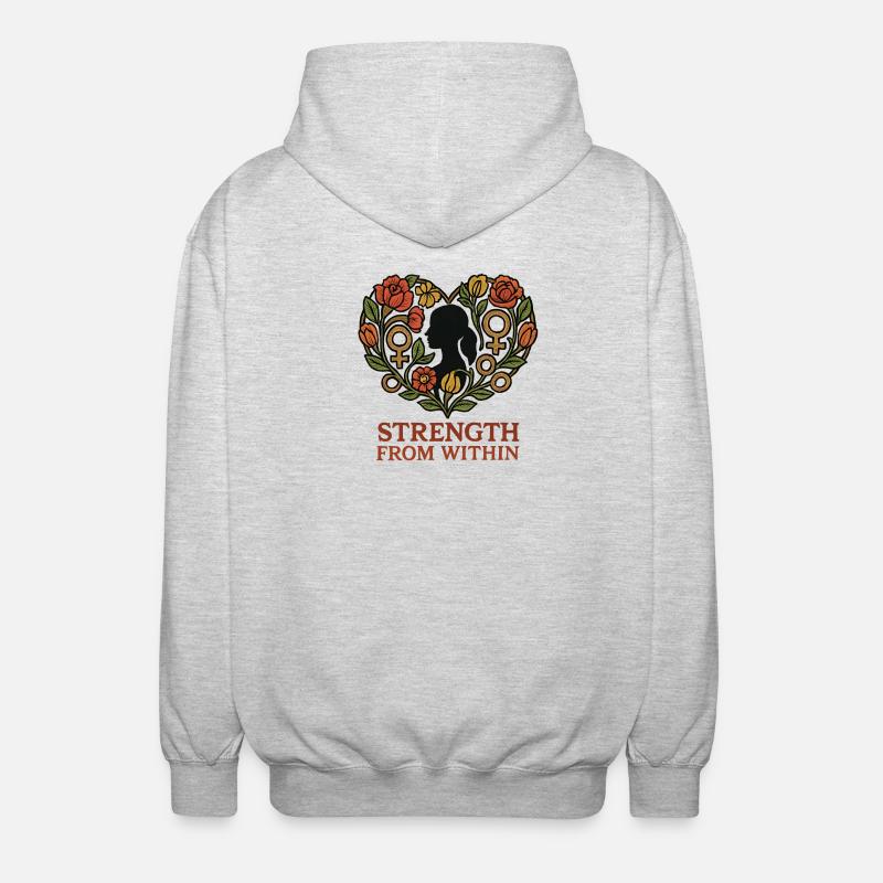 Strength From Inside Blossom Heart - Unisex Hooded Jacket - light heather grey