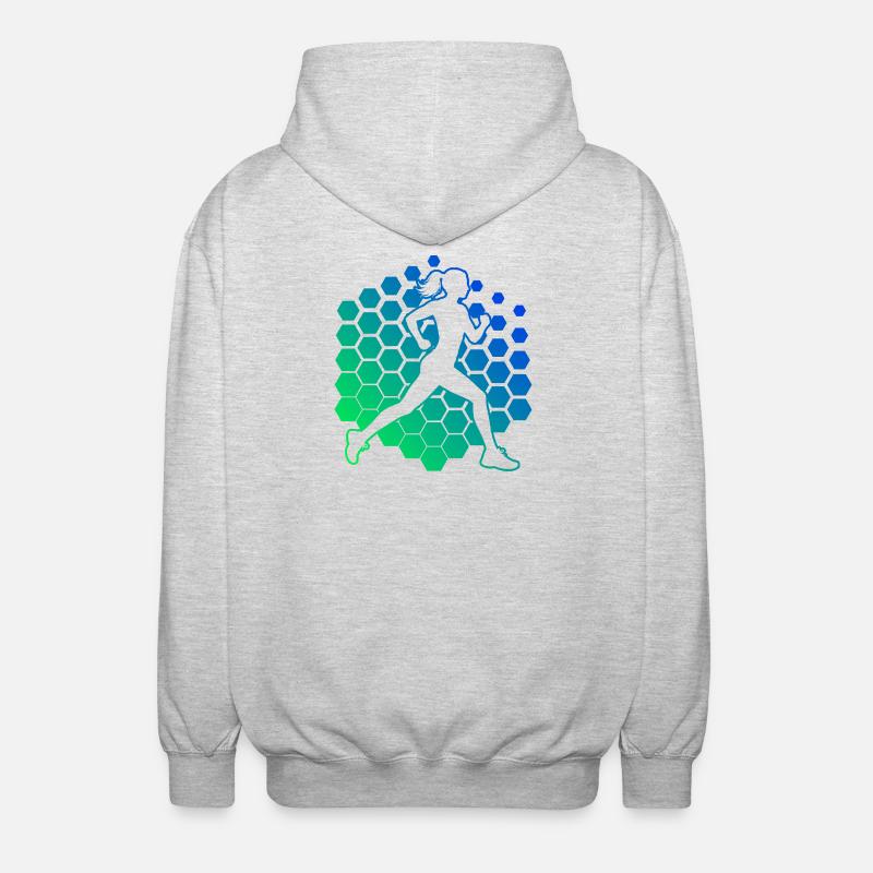 Geschenkidee für eine Running mit Running - Unisex Kapuzenjacke - Hellgrau meliert