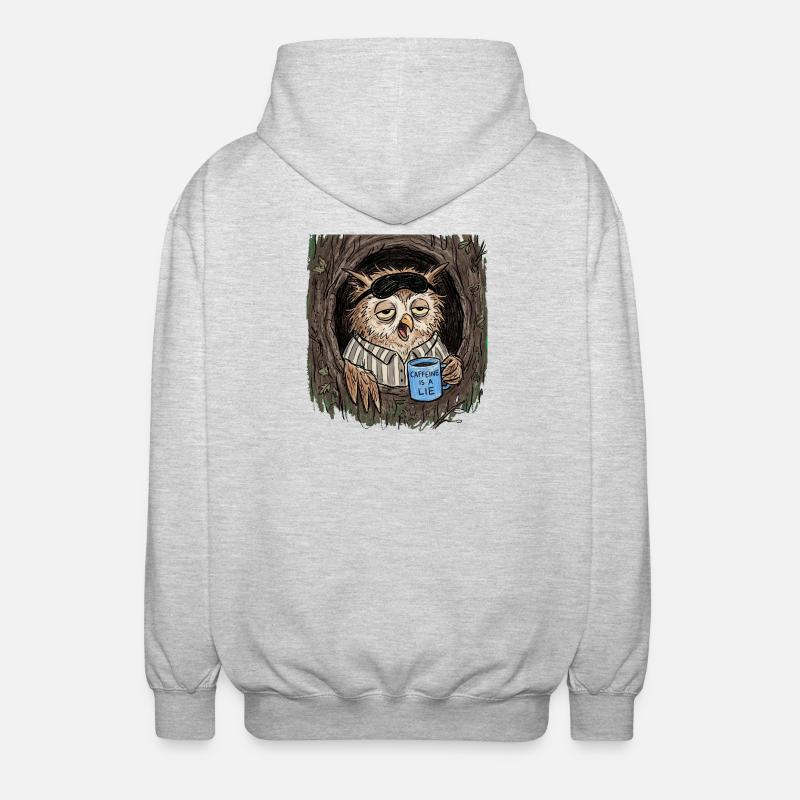 Caffeine is a Lie Eule Coffee - Unisex Hooded Jacket - light heather grey