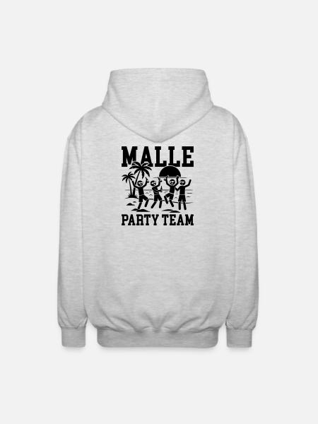 Malle Party Team Urlaub - Unisex Kapuzenjacke - Hellgrau meliert