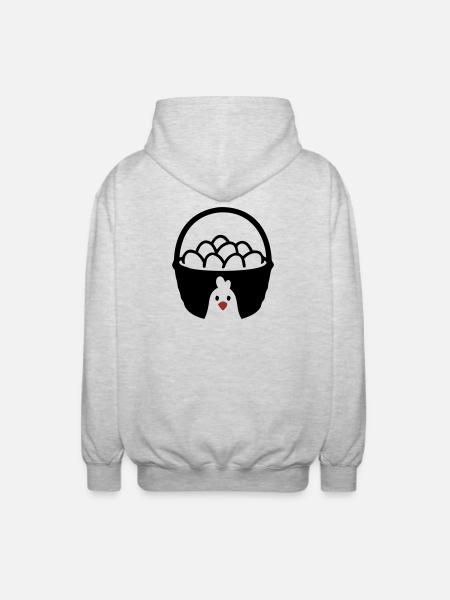 Eierkorb Huhn Icon - Unisex Kapuzenjacke - Hellgrau meliert