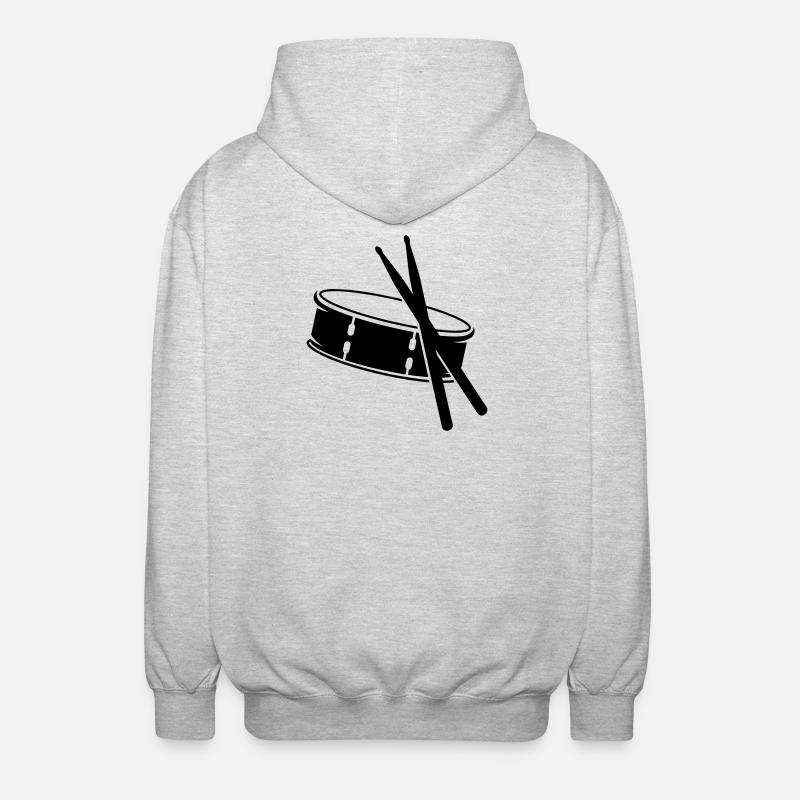 Trommel und Sticks - Unisex Kapuzenjacke - Hellgrau meliert
