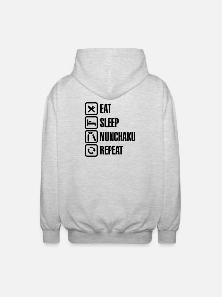 Eat Sleep Nunchaku Repeat - Unisex Hooded Jacket - light heather grey