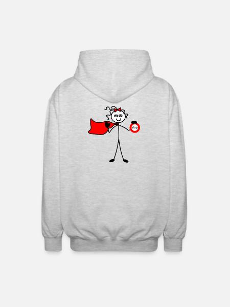 Donna di con il mantello rosso e il segnale di stop - Felpa unisex con cappuccio - grigio chiaro melange