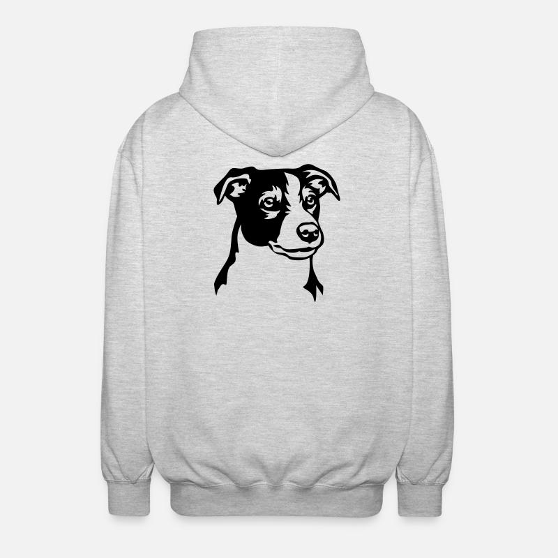 Jack Russell Terrier Kopf - Unisex Kapuzenjacke - Hellgrau meliert
