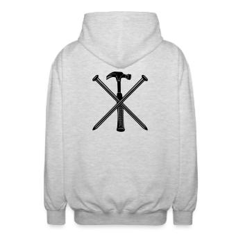 Hammer und Nägel - Unisex Kapuzenjacke - Hellgrau meliert - Hinten - AI Model Male 185 light (185cm)
