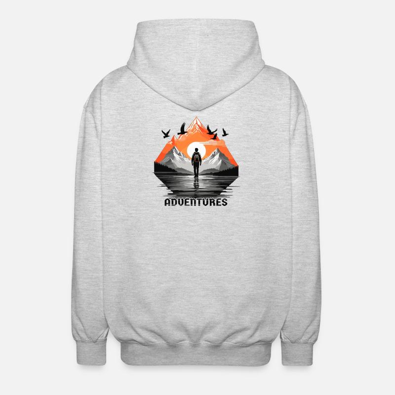 Abenteuer Reise - Unisex Kapuzenjacke - Hellgrau meliert
