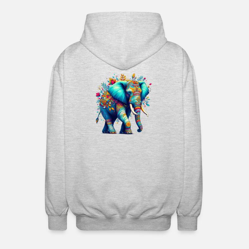 Éléphant - Veste à capuche unisexe - gris clair chiné