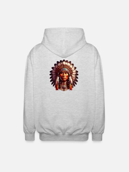 American Indian American - Unisex Hooded Jacket - light heather grey