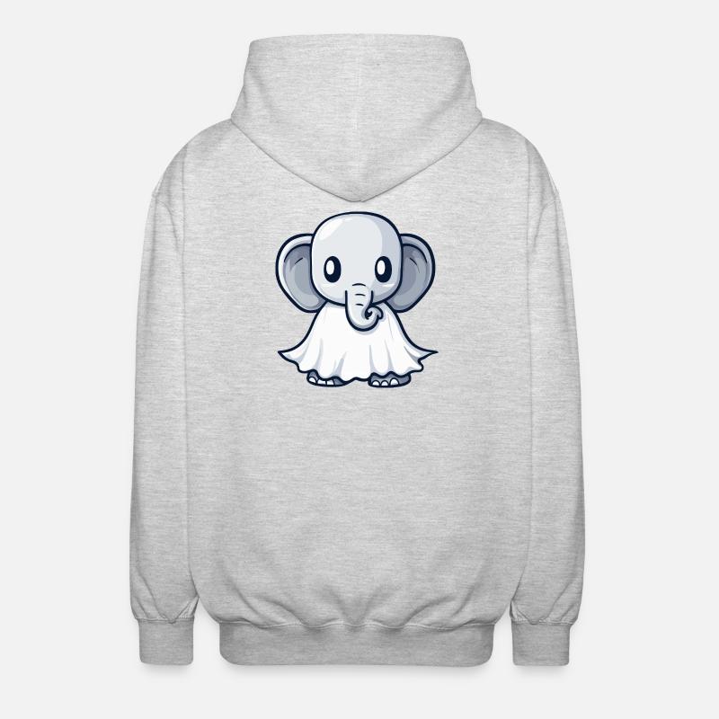 Elephant Halloween Ghost - Unisex Hooded Jacket - light heather grey