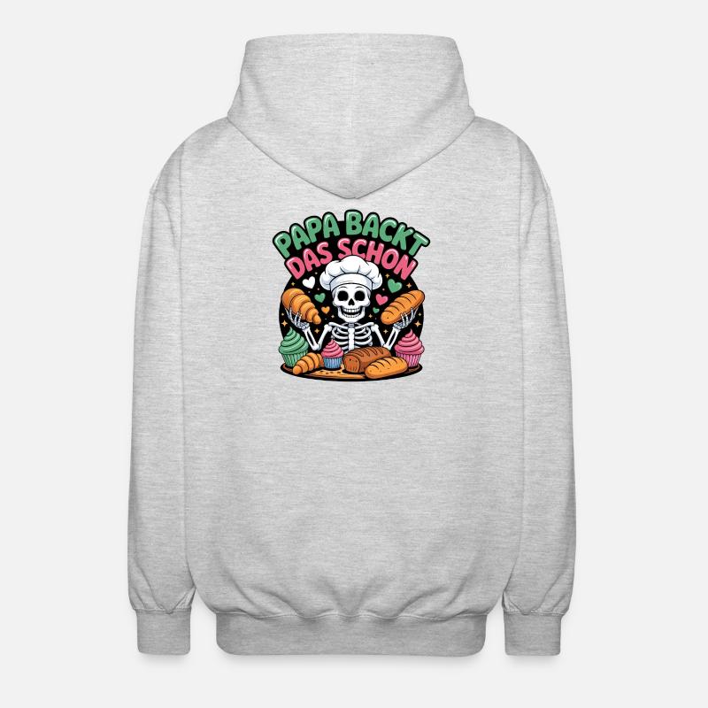 Daddy bakes this nice skeleton chef - Unisex Hooded Jacket - light heather grey