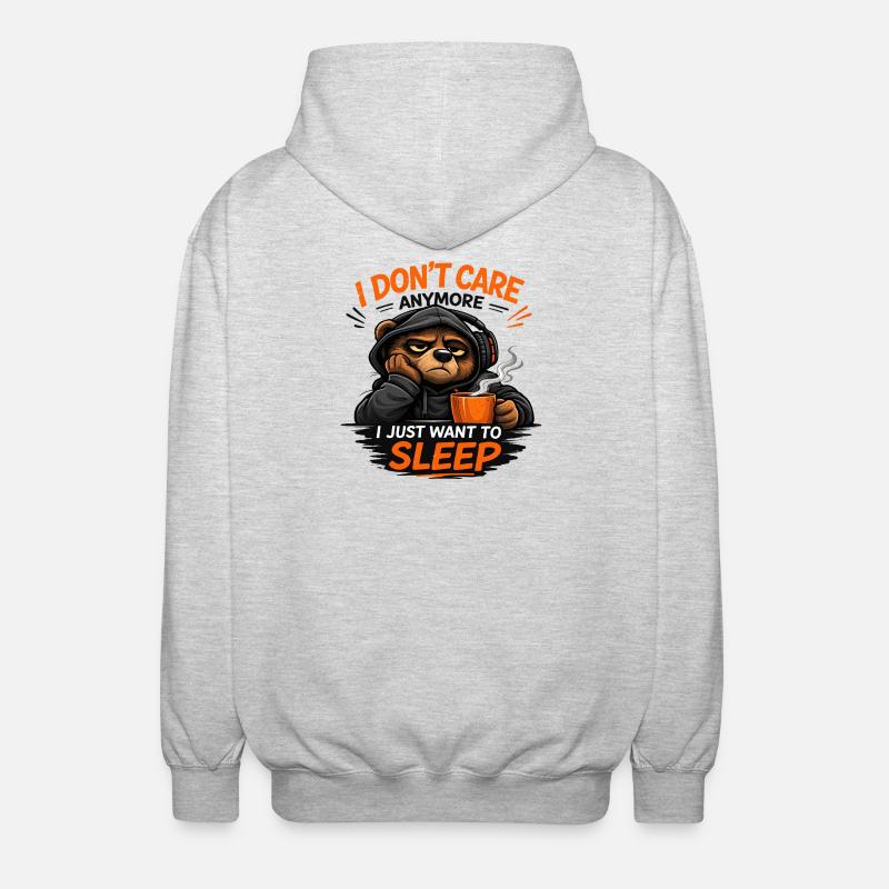 Grumpy Bear Schlaf-Tee Design - Unisex Kapuzenjacke - Hellgrau meliert
