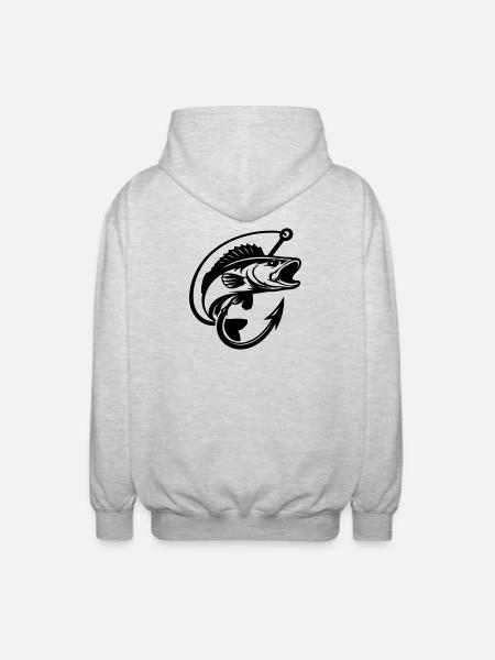 Pike Fishing Logo - Unisex Hooded Jacket - light heather grey