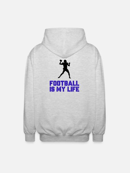 Football is my Life - Unisex Hooded Jacket - light heather grey