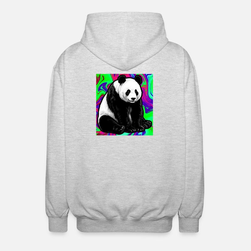 panda - Unisex Hooded Jacket - light heather grey