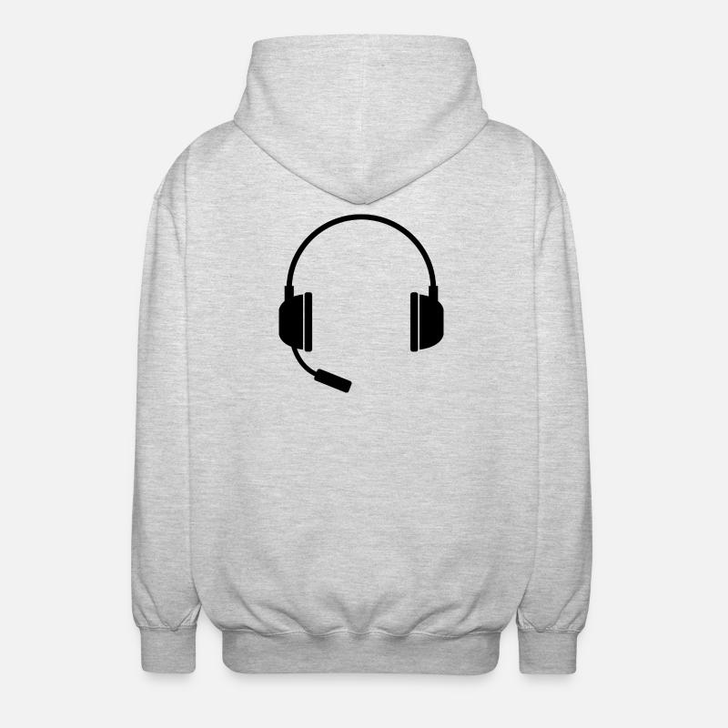 Casque avec micro - Veste à capuche unisexe - gris clair chiné