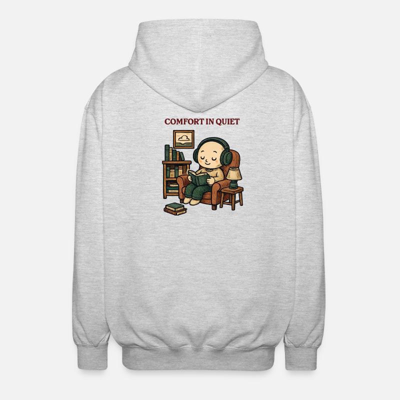 Une lecture douillette en paix - Veste à capuche unisexe - gris clair chiné