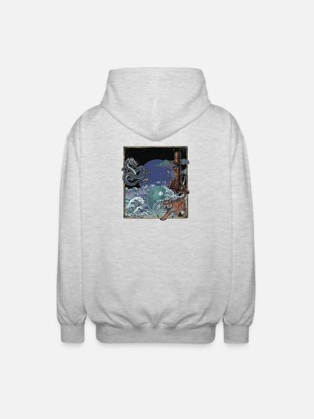 Asian Martial Art Tiger Dragon - Unisex Hooded Jacket - light heather grey