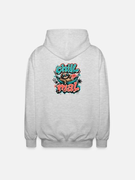 Chill Times Cool Sloth Graffiti Design - Unisex Hooded Jacket - light heather grey