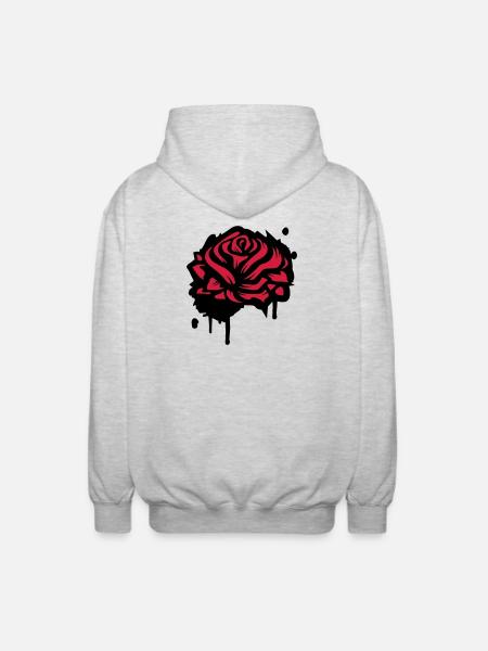 A rose as a graffiti - Unisex Hooded Jacket - light heather grey