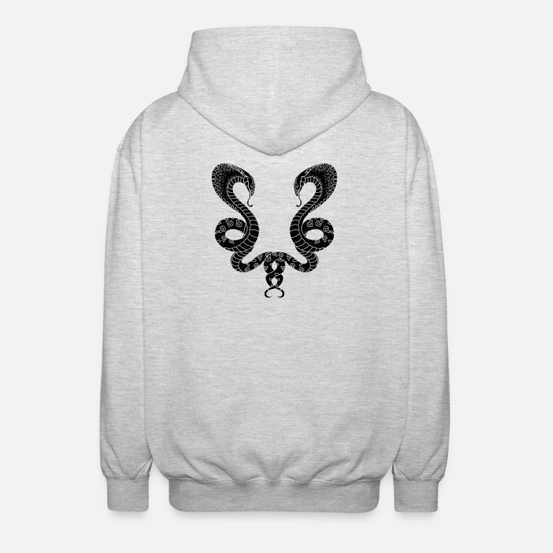 Zwei schwarze Schlangen - Unisex Kapuzenjacke - Hellgrau meliert