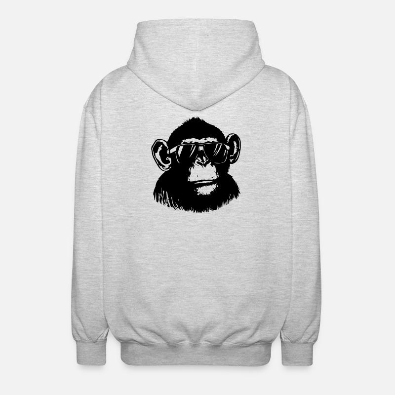 Cooler Affe - Unisex Kapuzenjacke - Hellgrau meliert