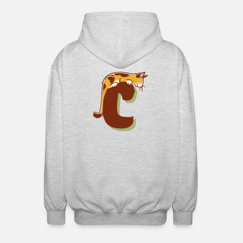 Lettre C du chat - Veste à capuche unisexe - gris clair chiné