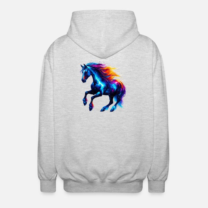 Pferd - Unisex Kapuzenjacke - Hellgrau meliert