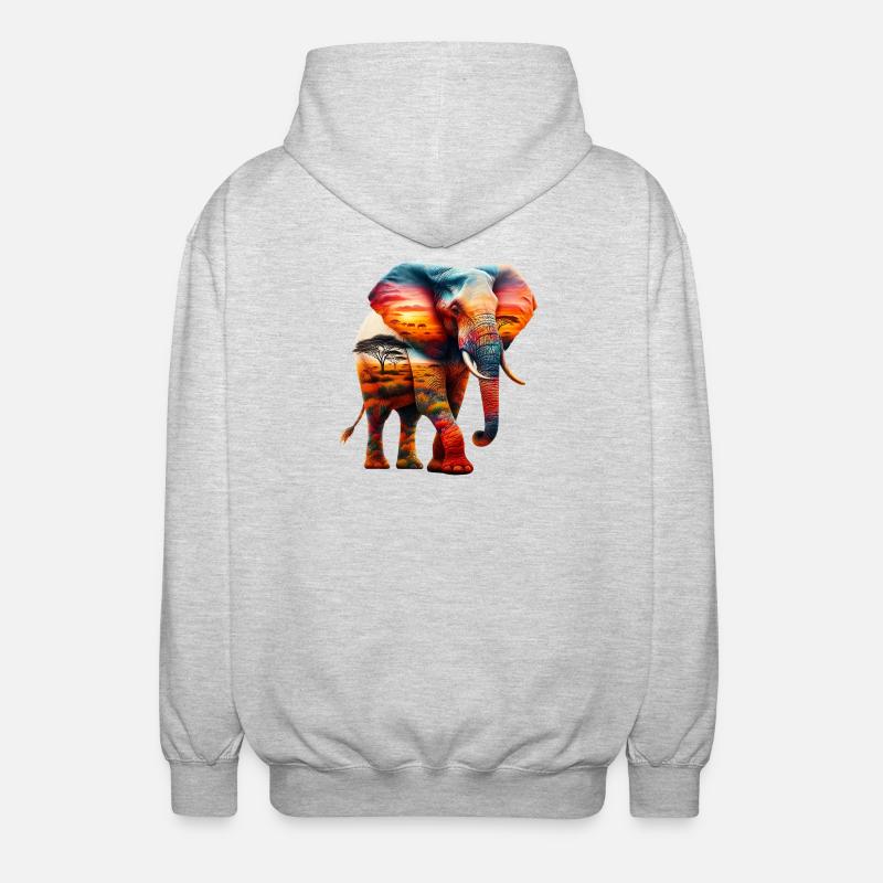 Éléphant - Veste à capuche unisexe - gris clair chiné