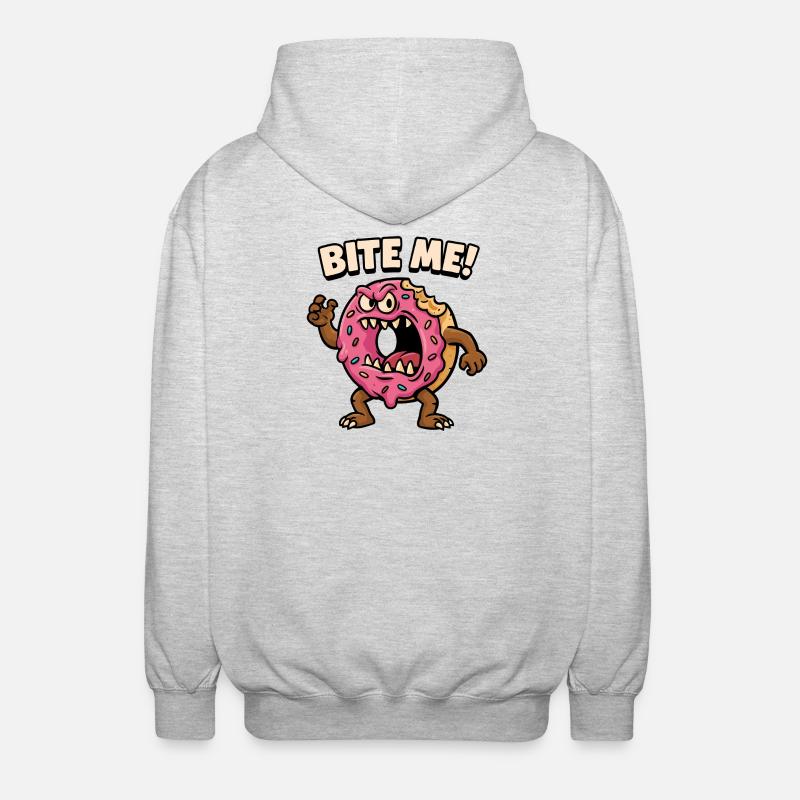 Conception agressive de monstre de beignet - Veste à capuche unisexe - gris clair chiné