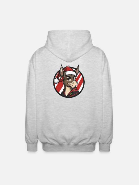 Santas Esel Motiv - Unisex Kapuzenjacke - Hellgrau meliert