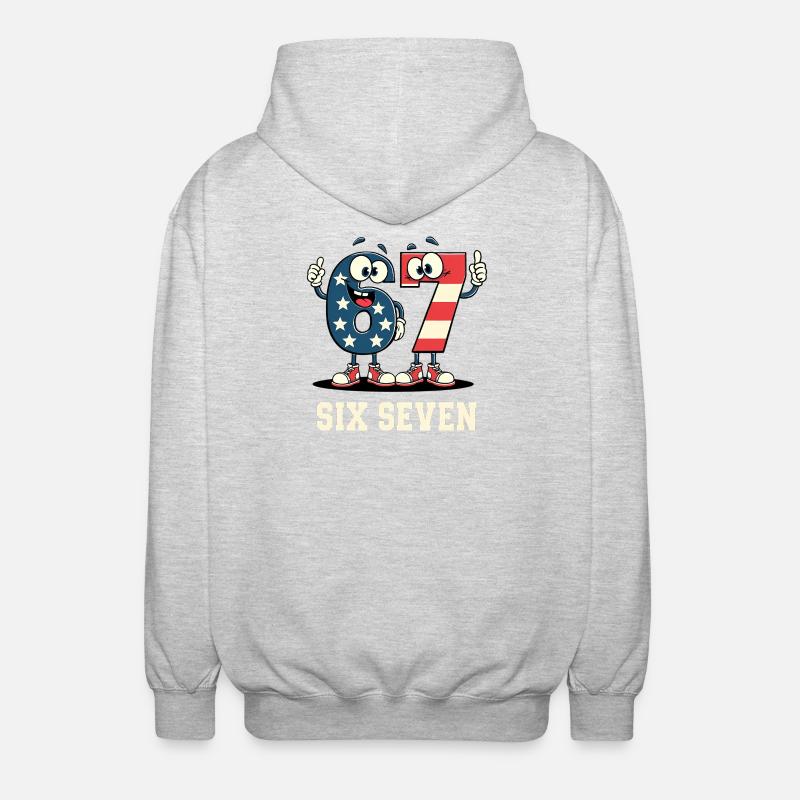 US Flag 67 Memes Six Seven - Veste à capuche unisexe - gris clair chiné