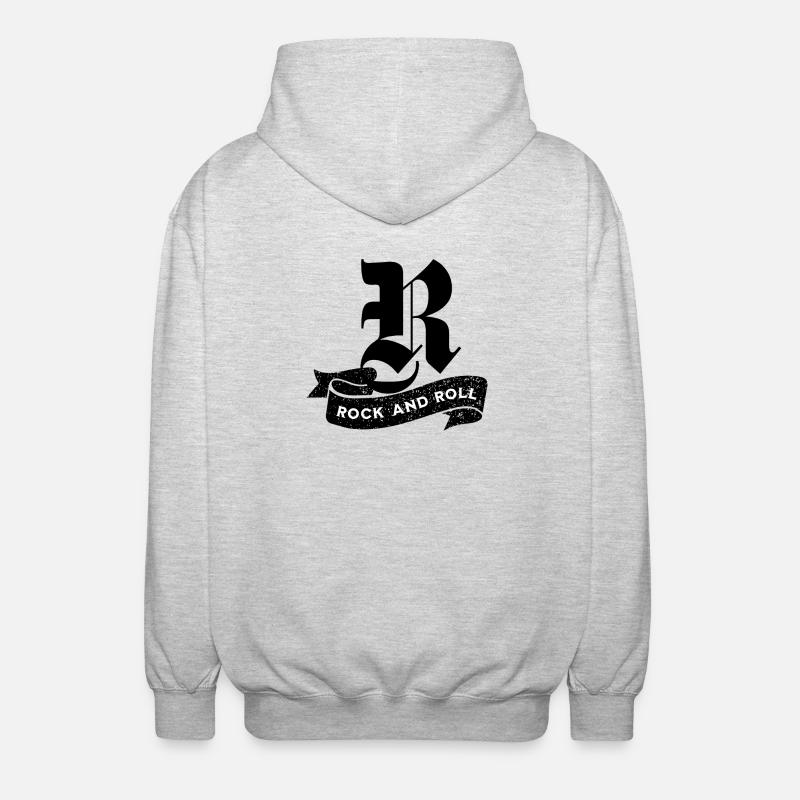 Rock and Roll Tilted Text - Unisex Hooded Jacket - light heather grey
